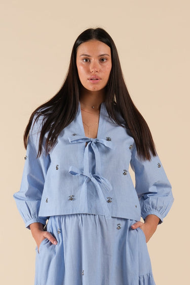 Blouse à nouer Chill Bleu