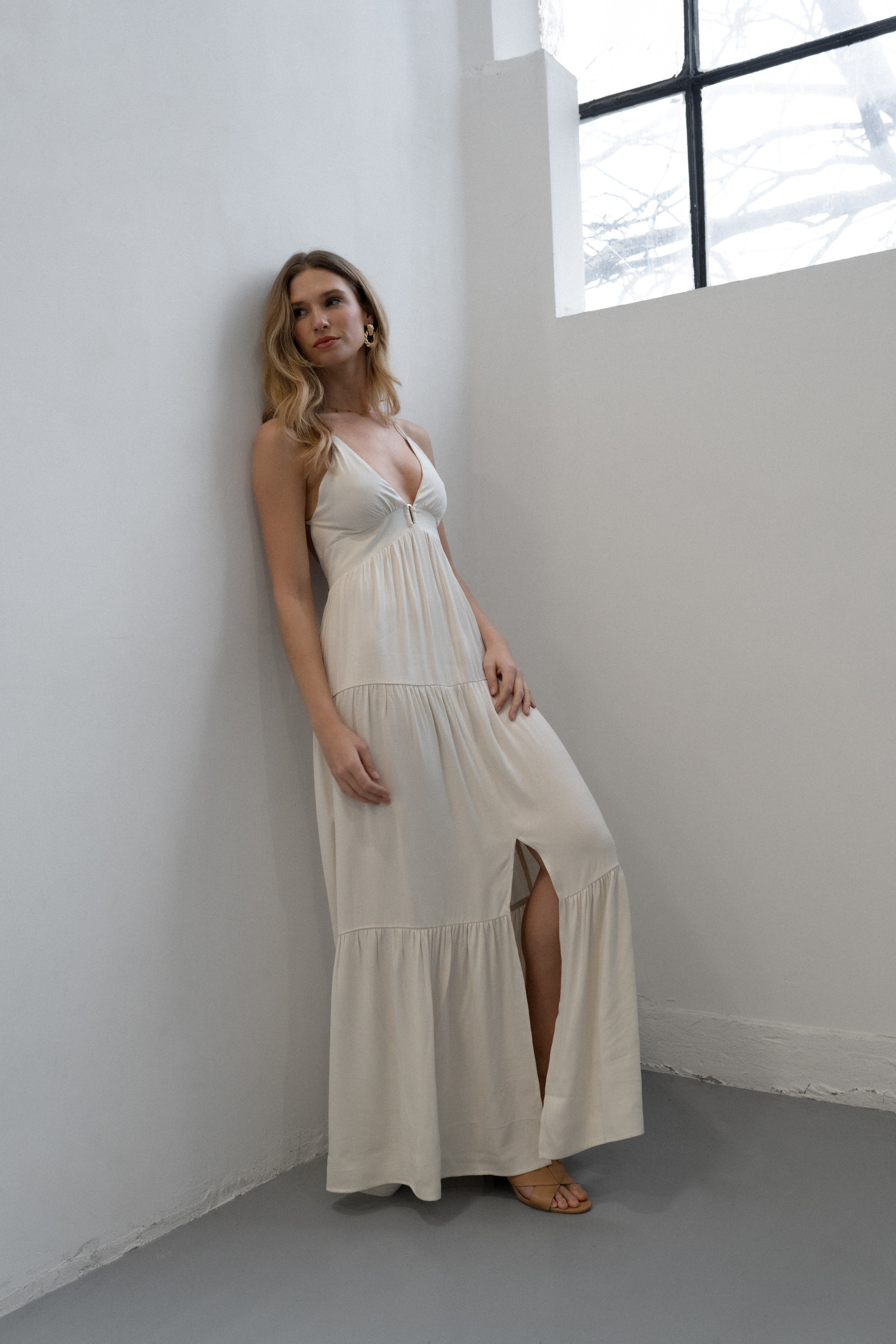 Off White Long Capri (satin)