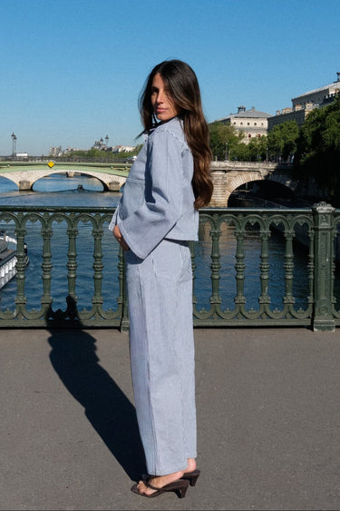 Veste 63895 Rayé Marine